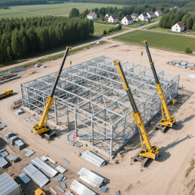 Edificio industriale prefabbricato in acciaio PEB a grande campata, struttura in acciaio, officina di produzione vetro
