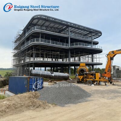 Multi-Storey Steel Building with Prefabricated Steel Structure for Wind Load Up to 300 km/h and Hot-dip Galvanization Using Q355/Q235 Steel Grade